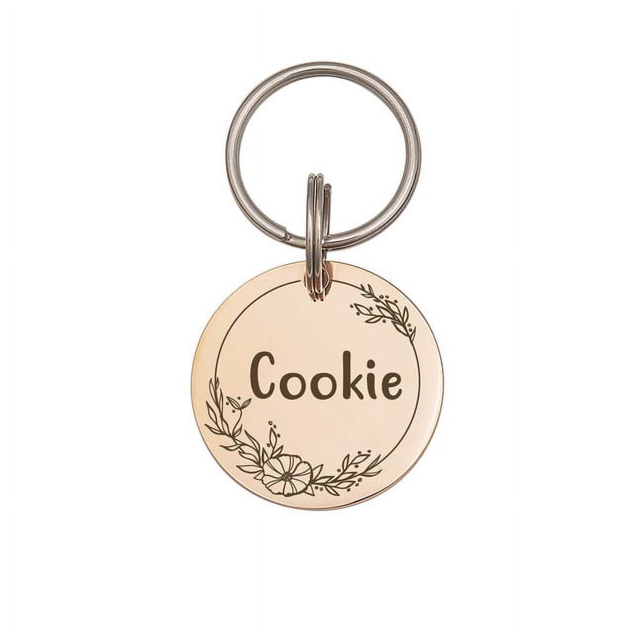 Anavia Stainless Steel Double Sided Round Name and Frame Engraved Dog & Cat ID Tag, Multi-color, M
