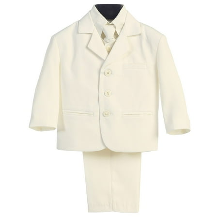 Little Boys Ivory Special Occasion Wedding Easter 5pc Suit Set 12M-14