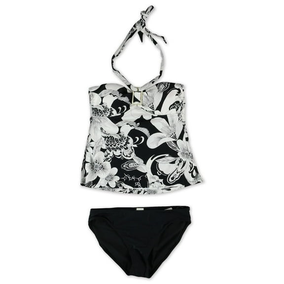 Island Escape Womens Printed Shaper Pant 2 Piece Bandini, Black, 8