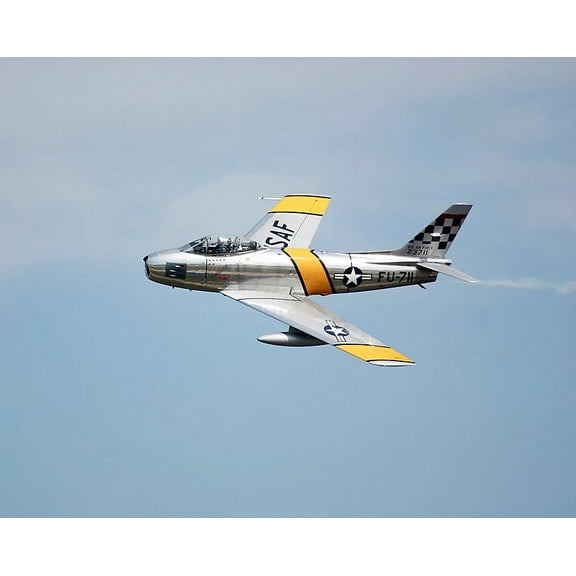 F-86 Sabre Korean War Era Jet Fighter Style - A - 12x18 Inch Laminated Aviation Poster - Stunning Detail and Bold Colors