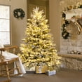 thumbnail image 2 of Costway 4.5 FT Pre-Lit Christmas Tree Snow Flocked Hinged Xmas Decoration with 200 Lights, 2 of 12