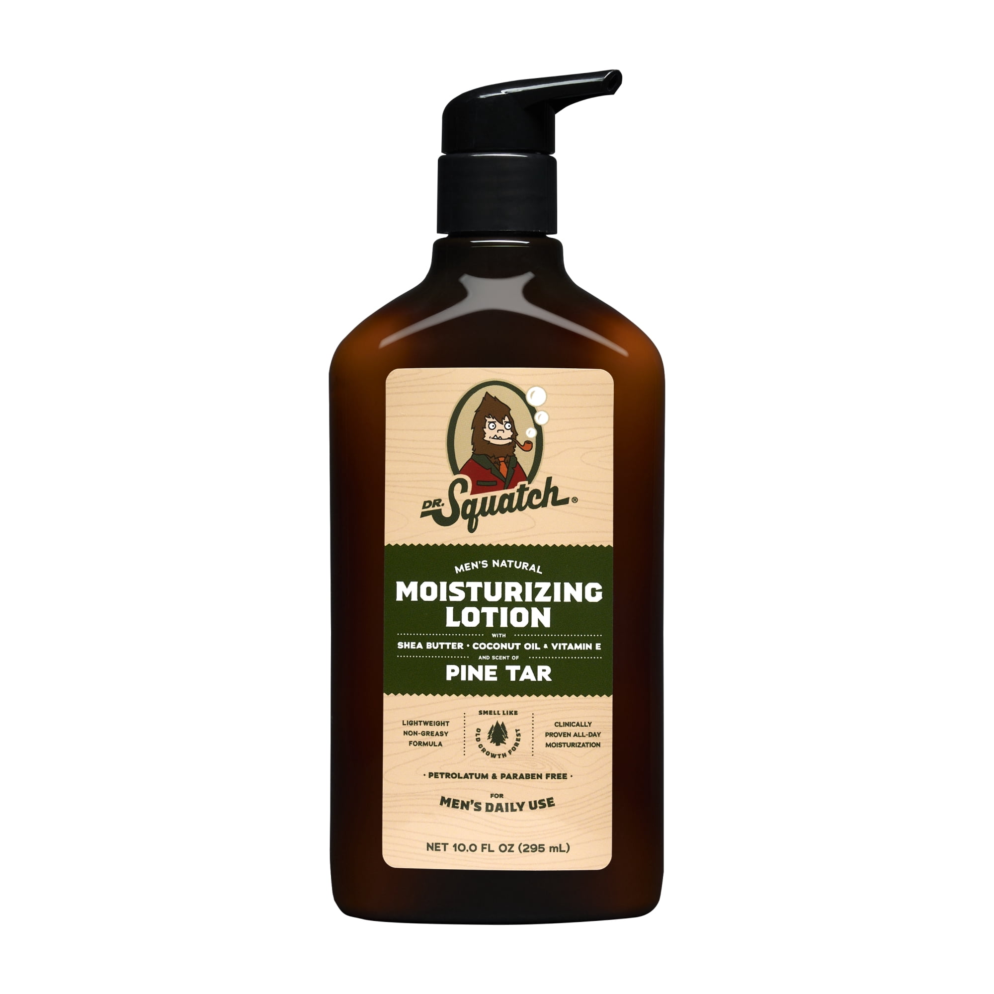 Dr. Squatch Pine Tar Natural Moisturizer Hand Lotion & Body Lotion for Men, 10 fl oz