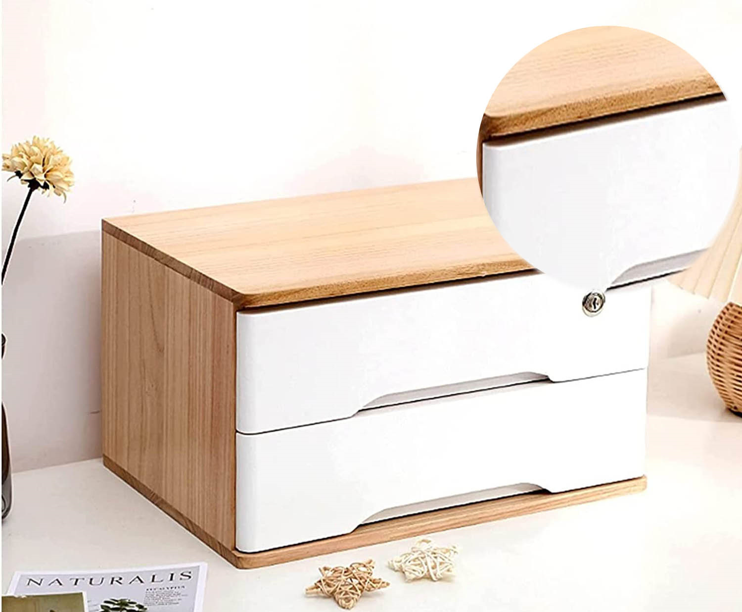 File Desktop Filing Lockable Solid Wood Office Storage