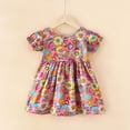 thumbnail image 2 of Robes pour Ados Manches Courtes Col Rond Imprimé Vêtements Décontractés Mignons Robe de Demoiselle d'Honneur Multi-Couleur 3-4 Ans, 2 of 4