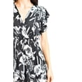 thumbnail image 4 of Vestido floreado cintura smock Roman Fashion Juvenil 8867 Negro flor, 4 of 5