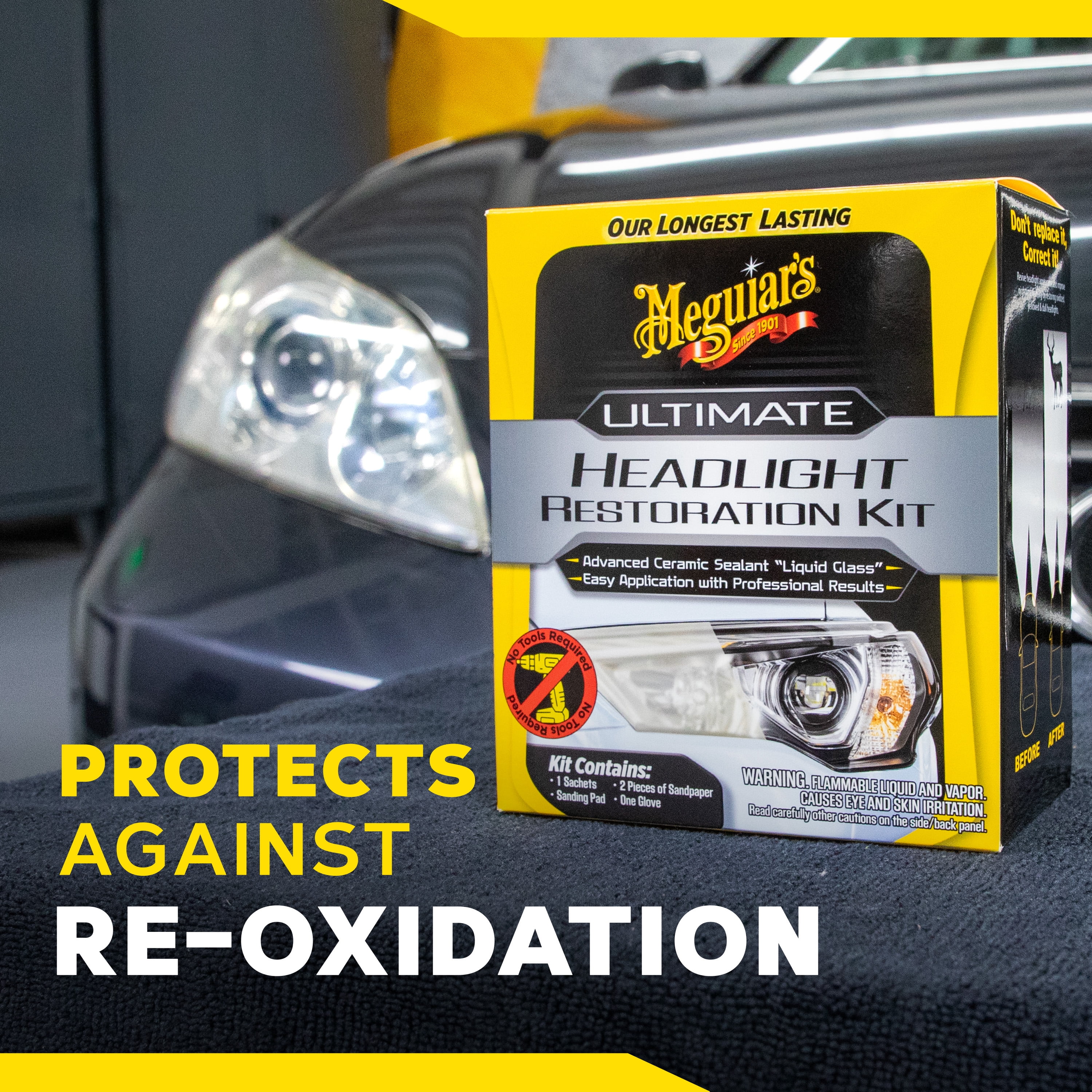 Meguiar's Ultimate Headlight Restoration Kit - Removes Yellowing and Cloudiness from Headlights, G2990