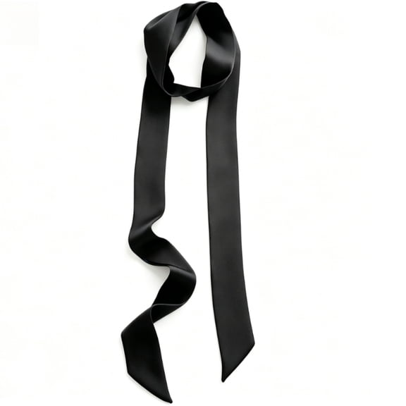 Solid Black Slim Long Scarf Skinny Satin Neck Ribbon for Hair Purse (78.74 × 1.97 in)