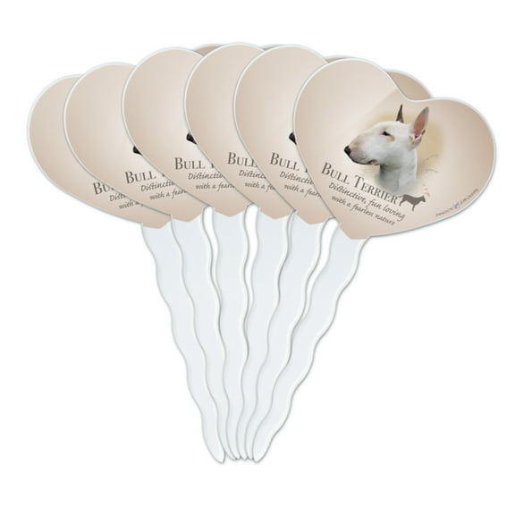 Bull Terrier Dog Breed Heart Love Cupcake Picks Toppers Decoration Set of 6