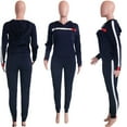 thumbnail image 3 of Akmipoem Women Plus Two Piece Outfits Sweatsuit Striped Round Neck Pullover Skinny Long Pants Tracksuit, 3 of 5