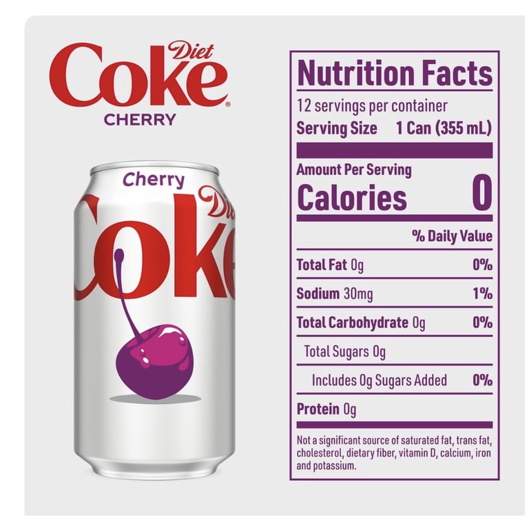 Coca-Cola, Diet Coke Soda Pop, 24 Can Fridge Pack, Cherry Flavored