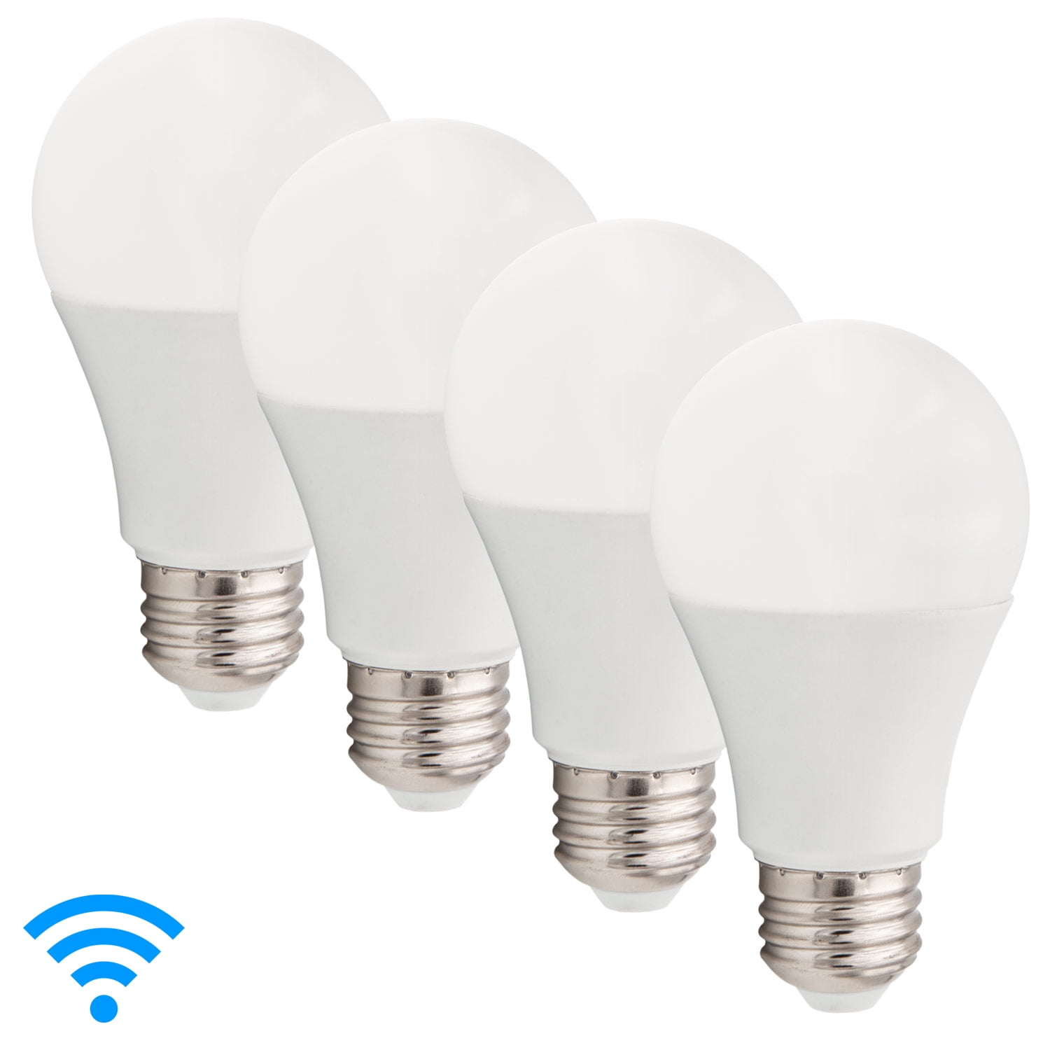 Maxxima Smart WiFi LED A19 Multicolor Light Bulb, Google Home/Alexa, 60W Equal, Dimmable, CCT 2000K-5000K (4 Pack)