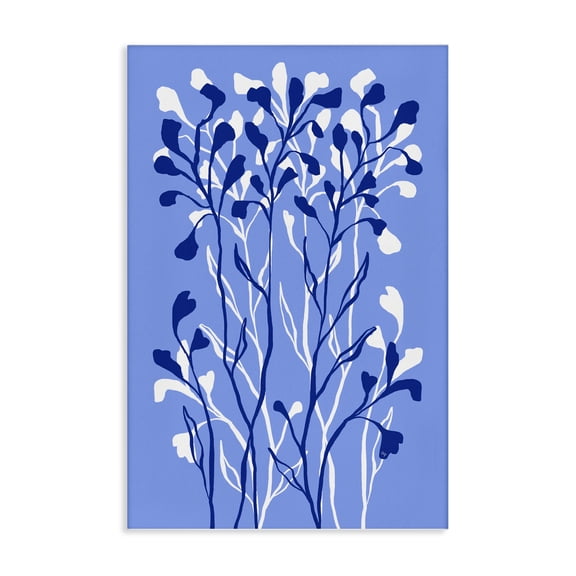 Stupell Industries Blue Intertwining Sprigs Plants & Flowers Painting Wrapped Canvas Art Print Wall Art, 16 x 24