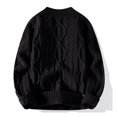 thumbnail image 4 of FYDUU Men's Crewneck Sweater Mens Crew Neck Sweater Cable Knit Pullover Top Long Sleeve Warm Sweaters Trend Casual Business Knitwear Casual Dress Sweaters, 4 of 4