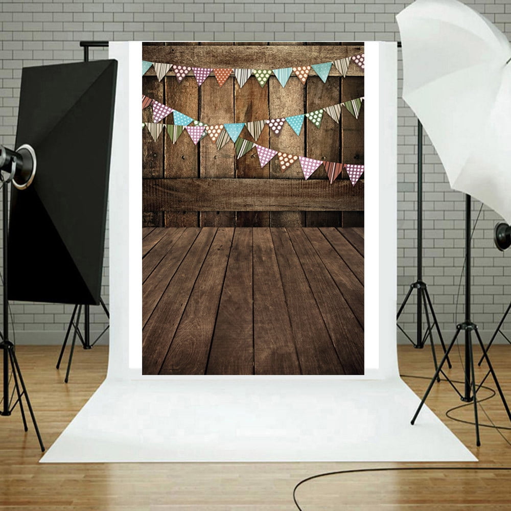 A Photography Background Studio Backdrop,Iuhan Vinyl Wood Wall Floor Photography Studio Prop Backdrop Background 3x5FT