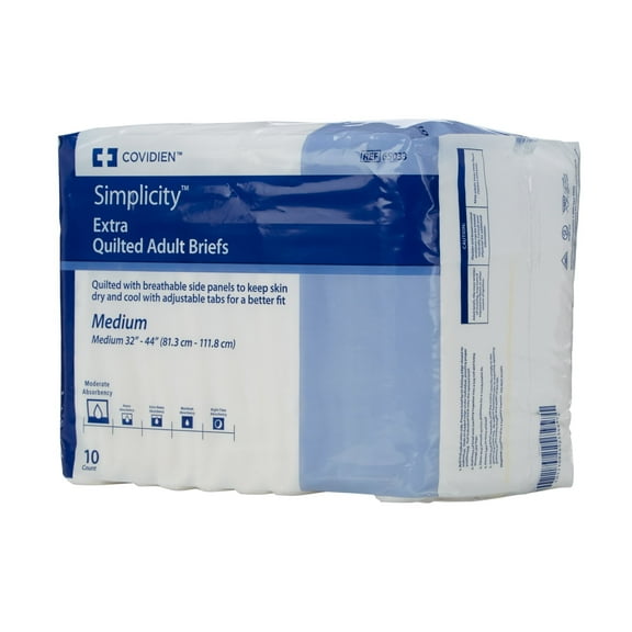 Simplicity Adult Tab Closure Disposable Brief, Medium, Moderate Absorbency (10 Count)