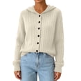 thumbnail image 3 of Women's Hooded Cable Knit Cardigan Button Down Long Sleeve with Pockets Casual Sweater, 3 of 5