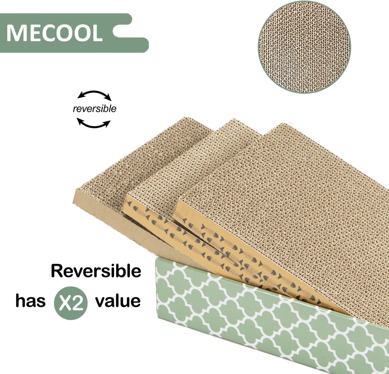 THBN Cat Scratcher Cardboard Scratching Pads Scratch with Catnip 2PCS Reversible Corrugated Cardboard