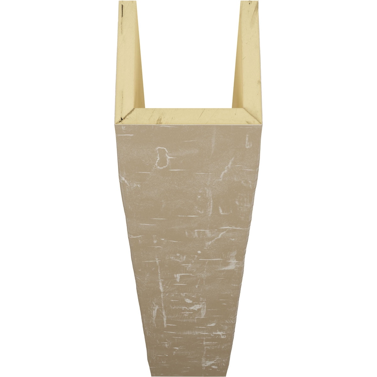 12"W x 10"H x 12'L 3-Sided (U-beam) Hand Hewn Endurathane Faux Wood Ceiling Beam, White Washed