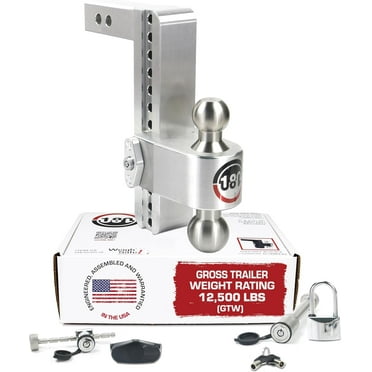 Weigh Safe Adjustable Trailer Hitch Ball Mount, 10" Adjustable Drop Hitch for 2" Receiver w/ 4 pc Keyed Alike Lock Set, Heavy Duty Aluminum Trailer Tow Hitch w/Stainless Steel Tow Balls, 12,500 GTW