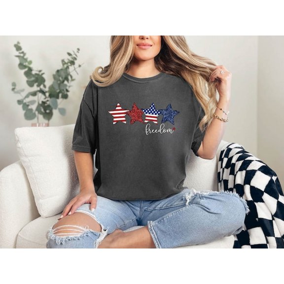 American Flag Stars Shirt, Red White Blue Women’s Tee, 4th of July Patriotic Shirt, Independence Day Top, Fourth of July Gift