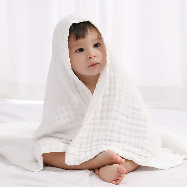 Baby Bath Towel Muslin Cotton Hooded Baby Towels White Large