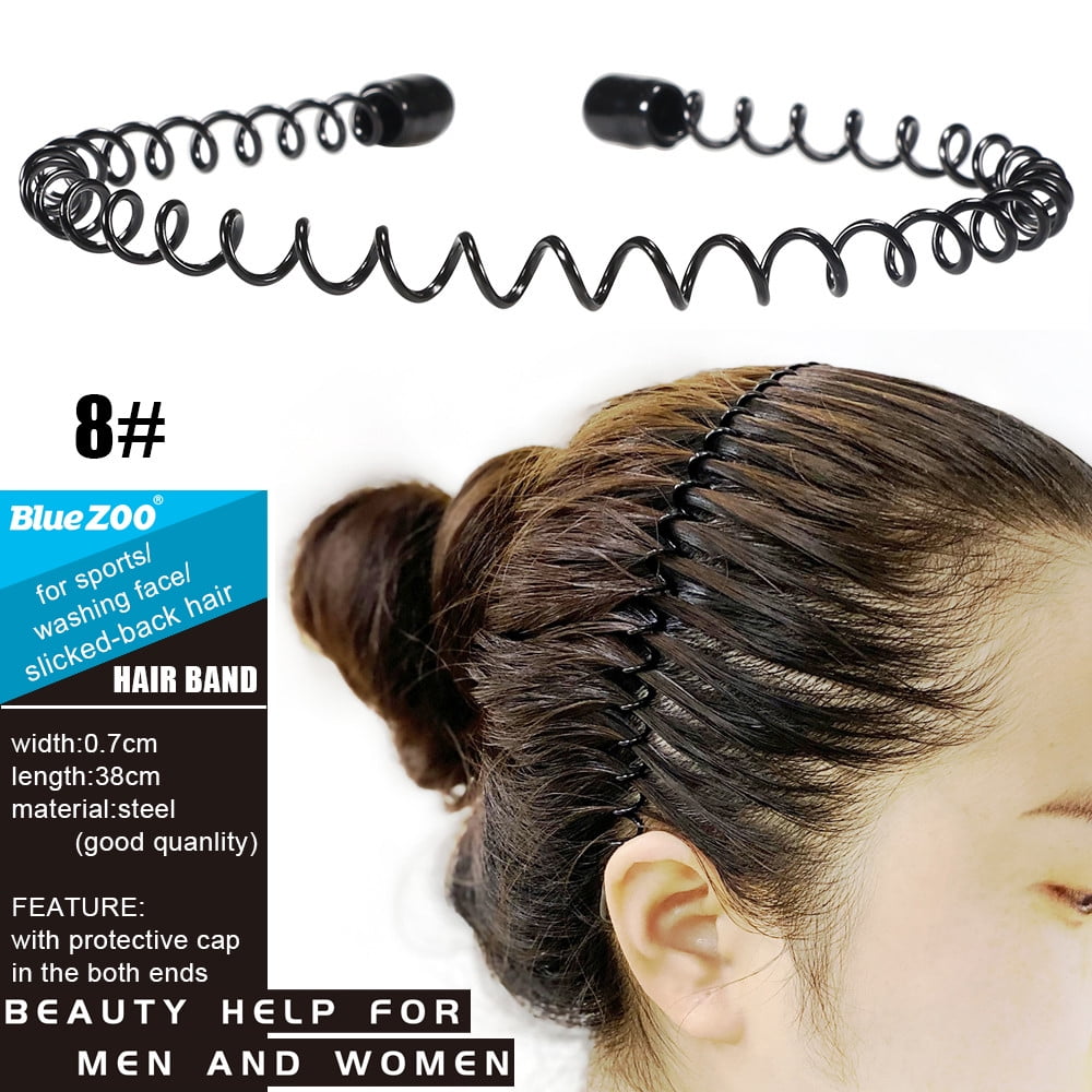 Metal Sports Headband Hair Hoop Band Comb Wave Black Headwear Men Women Hairband 