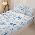 thumbnail image 3 of Manfei Ocean Seashell Bowknot Zipper Twin Comforter Sets with Fitted Sheet and 2 Pillowcases,Ocean Sweet Zipper Bedding Set,Colorful Stars Reversible,4 Pieces, 3 of 7