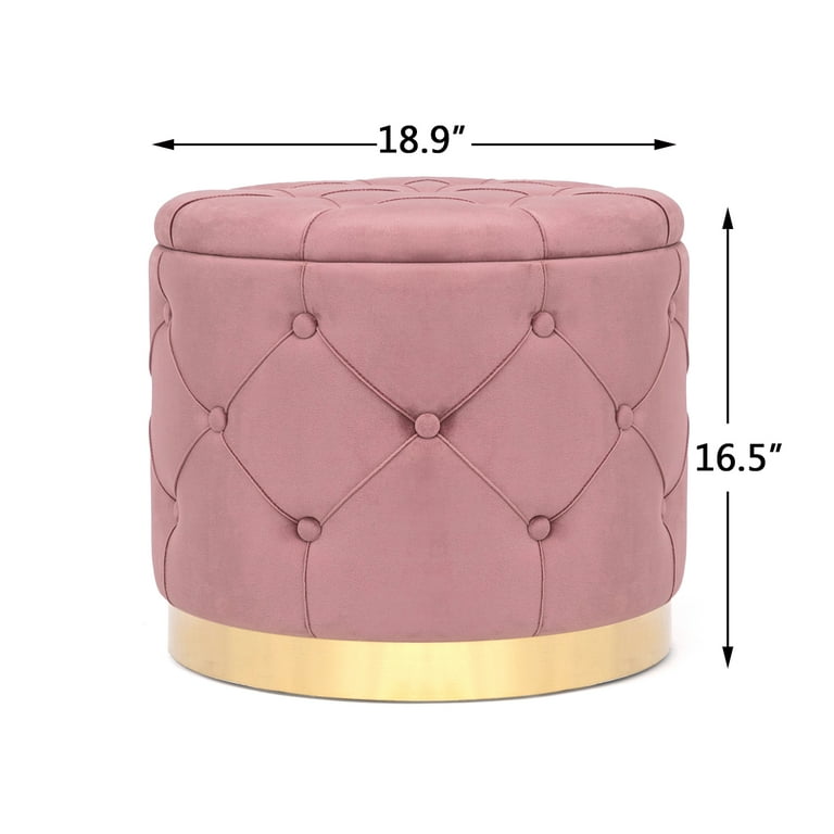 Joveco Velvet Storage Ottoman Footrest Stool 18.9 