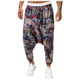 thumbnail image 1 of Zszcpp Work Pants Men Loose Cotton Low Rise Ankle-Length National Print Relax Trousers Casual Trouser Linen, 1 of 9