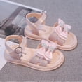 thumbnail image 2 of Xfvqtps Kids Girls Summer Princess Sandals Open Toe Lace Bow Hook and Loop Soft Sole Flats Shoes, 2 of 8