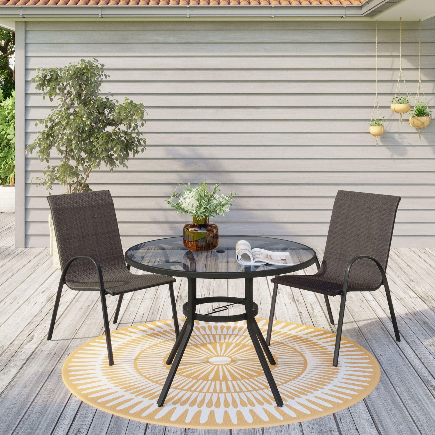 Dining Room 40 Inch Round Outdoor Dining Table Outdoor Dining Set - Main Image
