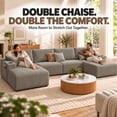 thumbnail image 3 of DTTRA 130" U-Shaped Boneless Modular Sectional Sofa with Double Chaise, 6 Seats, Corduroy, Taupe, 3 of 8