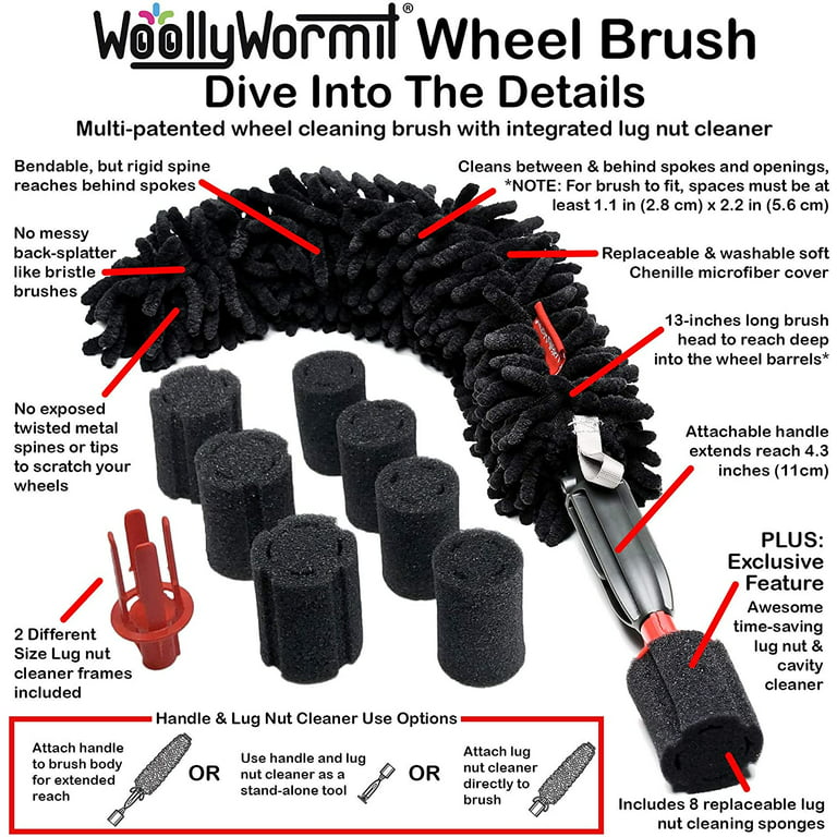 Ittaho Tire Brush, Soft Bristle Car Detailing & Upholstery Wheel Brush Auto Cleaner - 2 Pack