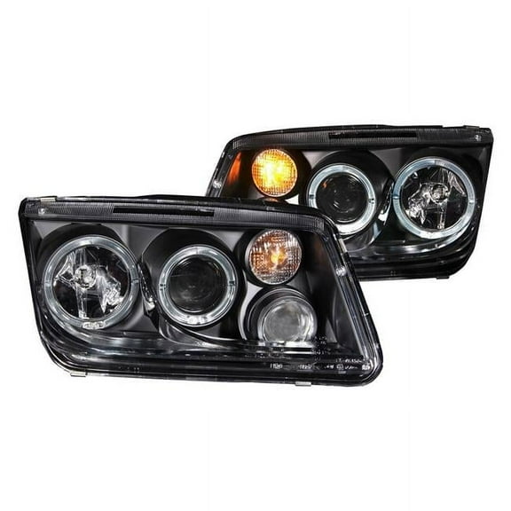 Halogen Projector with CCFL Headlights Driver & Passenger for 1999-2005 Volkswagen Jetta, Black & Clear