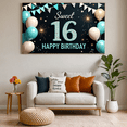 thumbnail image 5 of Yatrandify Decorative Design Sweet 16 Birthday Banner Colorful Theme Happy Birthday Backdrop for Birthday Party Indoor Decoration Celebration, 5 of 7