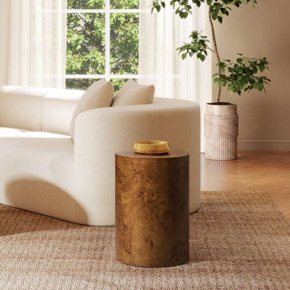 Coffee Tables Nebula 22" Accent Pillar Side Table, Medium Brown Walnut Burl Wood,End Tables