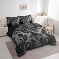 thumbnail image 4 of Manfei Black Grey Damask 7-Piece Twin Bedding Sets for Adult, Bohemian Flower Floral Bedding Comforter Set, Hippie Mandala Style Reversible Sheet Sets, Lightweight Room Decor, 4 of 8