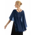 thumbnail image 3 of Runhomal Women's Bridal Chiffon Shawl Wraps Cropped Cover Up Bolero Cardigan High Low Shrug Wedding Navy Blue One Size, 3 of 8