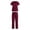 Wine, variant on Guluxicc 2 Piece Women's Outfit Sets V Neck Crisscross Short Sleeve Top With Multiple Pockets and Jogger Pants Medical Scrubs Uniform