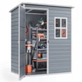 thumbnail image 4 of Asofer 5'x3' Outdoor Storage Shed, Heavy Duty Resin Shed Garden Tool Shed with Floor for Backyard, Patio, Upgraded Structure Frame, Brown, 4 of 7