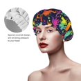 thumbnail image 2 of KLL Colorful Dinosaur Pattern Shower Cap & Bath Cap for Women,Reversible Oversized Waterproof Shower Caps for all Hair Lengths,Elastic Reusable Bathing Hair Cap, 2 of 6