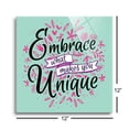 thumbnail image 3 of Embrace Unique Mint Pink Foliage 12 x 12 Glass Wall Hanging Sign, 3 of 4