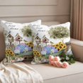 thumbnail image 2 of Spring Flowers Outdoor Waterproof Pillow Covers, Farmhouse Garden Hydrangea Sunflowers Bunny Decorative Square Throw Pillowcase Sofa Cushion Sham for Patio/Couch/Chair, 20"x20" 2 Pack, 2 of 8
