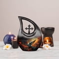 thumbnail image 7 of MUKTIVE Hummingbird Cremation Funeral Urns for Adult Ashes Mother & Father, Red Flower Memorial Urns for Human Ashes Adult Dad & Mom, Black (1 Large 10 ", 4 Keepsake 3 ") Combo Sets Burial Urn, 7 of 7