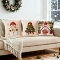 thumbnail image 6 of Cinvoph 18"x18" 3pcs Embroidered Christmas Throw Pillow Covers Linen Festive Xmas New Year Holiday Decor, Decorative Pillow Cases for Couch Sofa Bed Chair Living Room Home Decoration, 6 of 7