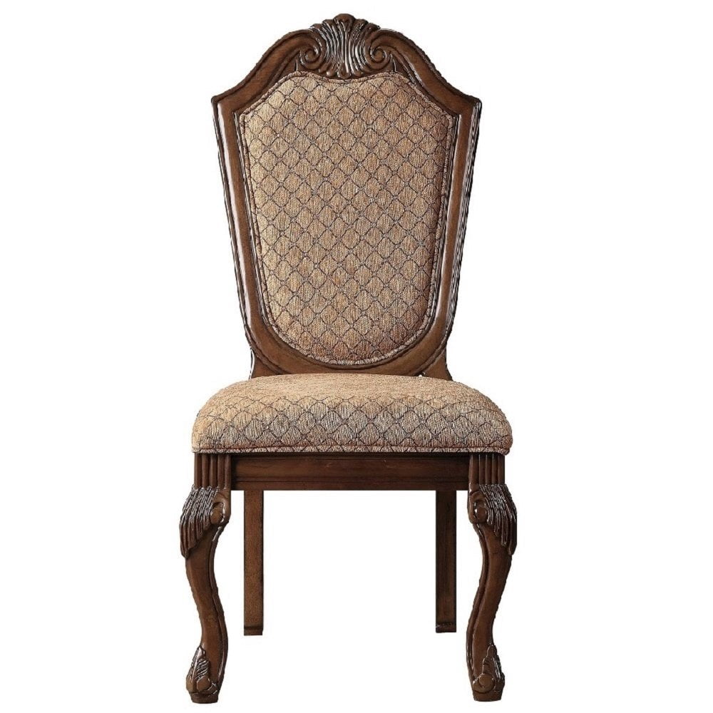 Acme Furniture Chateau De Ville Traditional Fabric Dining Chairs, Cherry (Set of 2)