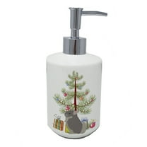 Carolines Treasures CK4431SOAP 7 x 3.5 in. Unisex Beige Wellman Chinchilla Merry Christmas Ceramic Soap Dispenser