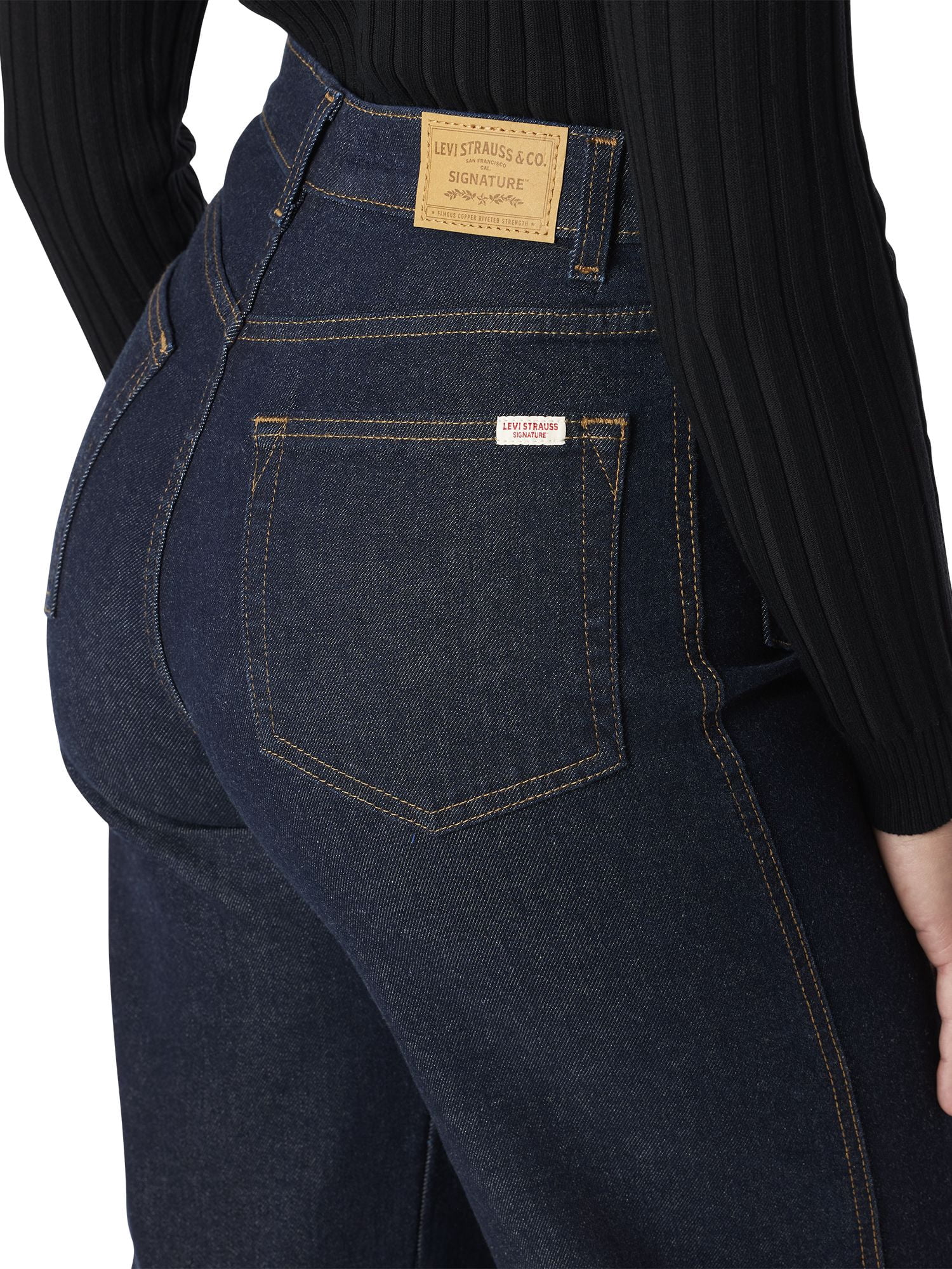 Levi Strauss Signature Women's and Women's Plus Patch Pocket Loose Wide Leg Jeans