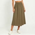 thumbnail image 6 of Womens High Waist Split Front Wide Leg Skort Pants Elastic Waistband Pocket Loose Thin Casual Culottes for Summer Coffee XL(XL), 6 of 10