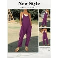 thumbnail image 6 of STARVNC Women Solid Color V Neck Sleeveless Pockets Jumpsuit, 6 of 10